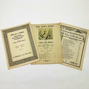 Set of 3 Music Sheets Like as a Father Lords Prayer In My Fathers House Mansions